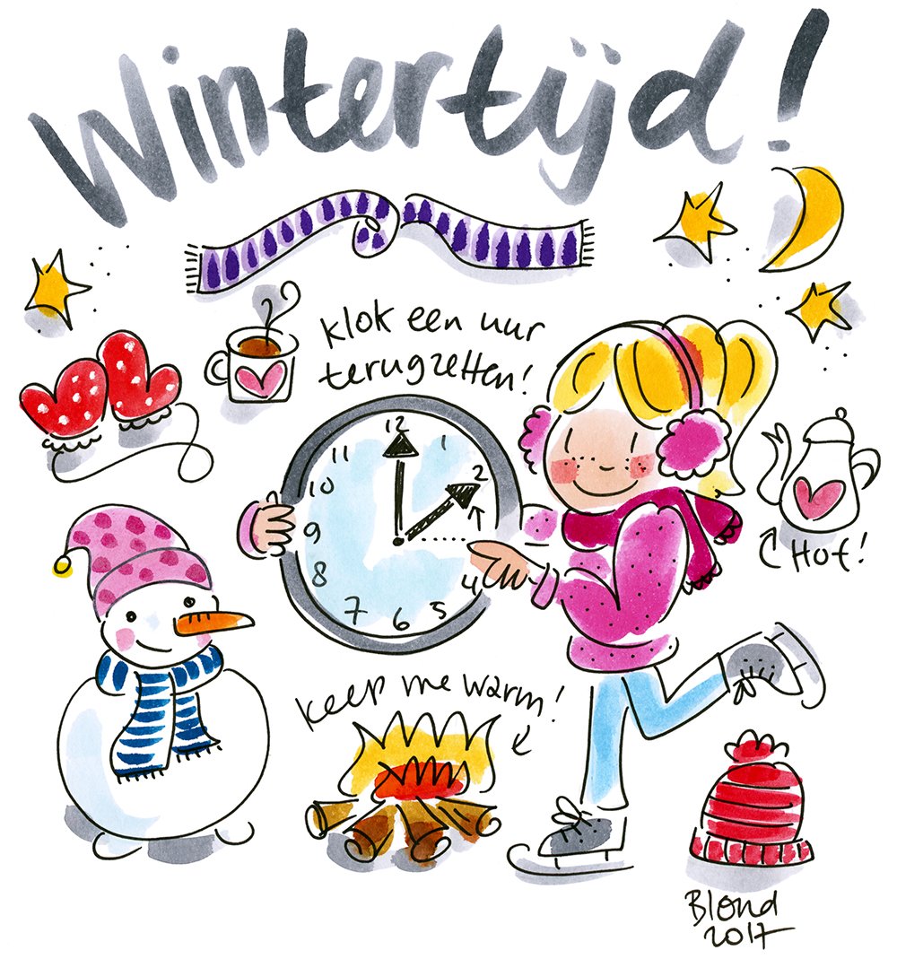 Vrolijke plaatje over de wintertijd